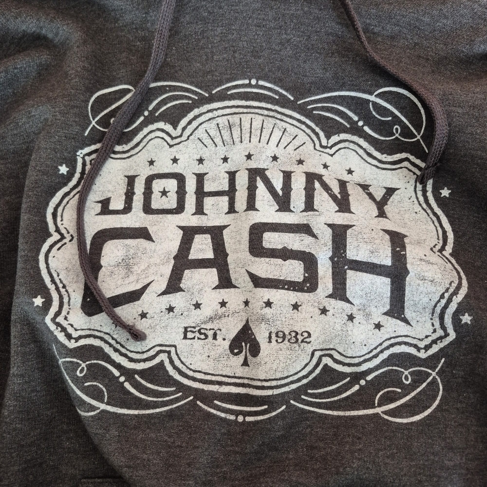 Johnny Cash Hoodie sweatshirt womens size large Heather grey - Picture 4 of 4
